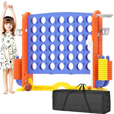 KORIMEFA Giant 4-in-a-Row Game - Jumbo 4 to Score Family Yard Game Set for Kids Adults, Height Adjustable with Golf Accessory, Orange with Bag