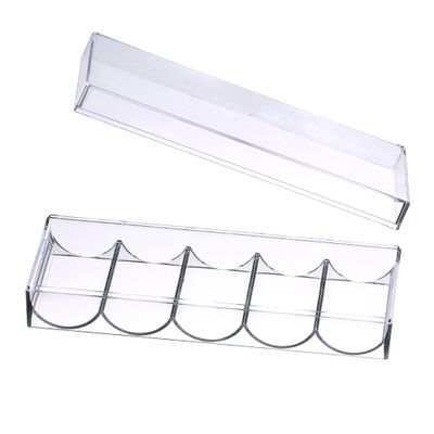 sharkplay Poker Chip Holder Tray Racks with Lid Clear Acrylic Chips Rack Case with Cover Each Can Hold 100 Chips 1 Pack