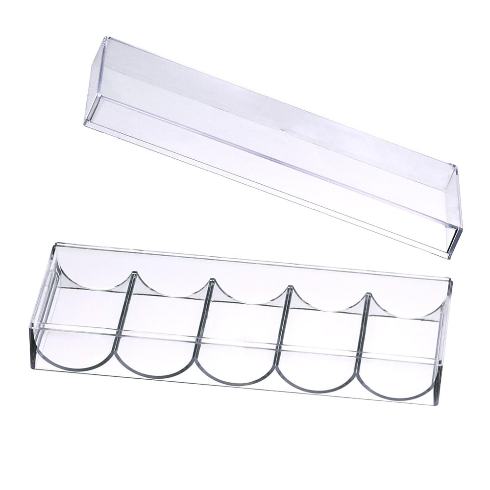 sharkplay Poker Chip Holder Tray Racks with Lid Clear Acrylic Chips Rack Case with Cover Each Can Hold 100 Chips 1 Pack