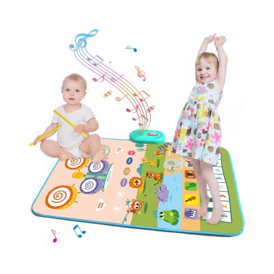 Alomejor Toddler Piano Keyboard Drum Mat Musical Mat for Children with Superior Sound for Parent Child Interaction (Farm Type)