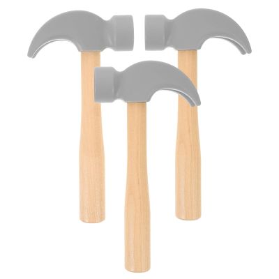 BUTIFULSIC 3pcs Kids Wooden Hammer Toy Simulation Mallet Tool Wood Construction Toy Pretend Play Maintenance Tools for Birthday Party Games