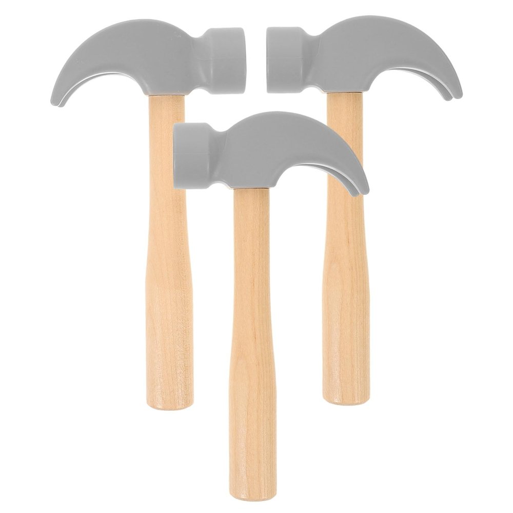 BUTIFULSIC 3pcs Kids Wooden Hammer Toy Simulation Mallet Tool Wood Construction Toy Pretend Play Maintenance Tools for Birthday Party Games