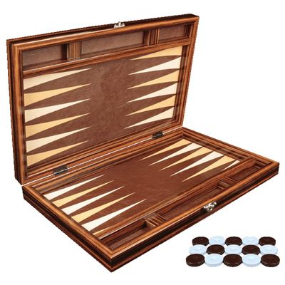 19 Turkish Backgammon Sets for Adults  Ebony&Leather XXL Size  Brown  Premium Checkers and Dice Set,Travel Backgammon Set&Classic Board Games for 2 Players