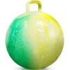 Bedwina Hopper Ball with Handle for Kids 22-inch (55cm) Bouncy Balls for Kids, Jumping Kangaroo Hippity Hop, Hopping Sit and Spin with Handle with Hand Pump, Marble Green & Yellow view 1