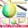 Bedwina Hopper Ball with Handle for Kids 22-inch (55cm) Bouncy Balls for Kids, Jumping Kangaroo Hippity Hop, Hopping Sit and Spin with Handle with Hand Pump, Marble Green & Yellow view 2