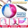 Bedwina Hopper Ball with Handle for Kids 20-inch (50cm) Bouncy Balls for Kids, Jumping Kangaroo Hippity Hop, Hopping Sit and Spin with Handle with Hand Pump, Marble Blue/Red/White view 2