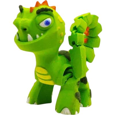 Articulated Cute Dinosaur Figurine 3D Printed Green Dino Desk Collectible & Paintable Display Model for Teens & Collectors 3D Printed in Canada
