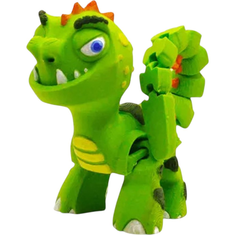 Articulated Cute Dinosaur Figurine 3D Printed Green Dino Desk Collectible & Paintable Display Model for Teens & Collectors 3D Printed in Canada
