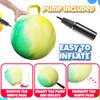 Bedwina Hopper Ball with Handle for Kids 18-inch (45cm) Bouncy Balls for Kids, Jumping Kangaroo Hippity Hop, Hopping Sit and Spin with Handle with Hand Pump, Marble Green & Yellow view 2