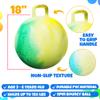 Bedwina Hopper Ball with Handle for Kids 18-inch (45cm) Bouncy Balls for Kids, Jumping Kangaroo Hippity Hop, Hopping Sit and Spin with Handle with Hand Pump, Marble Green & Yellow view 3