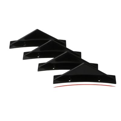 4pcs Car Universal Triangular Rear Bumper Diffuser Spoiler Protector Carbon Fiber Chassis Lip Decoration(Black curved)