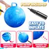 Bedwina Hopper Ball with Handle for Kids 18-inch (45cm) Bouncy Balls for Kids, Jumping Kangaroo Hippity Hop, Hopping Sit and Spin with Handle with Hand Pump, Marble Blue & White view 2