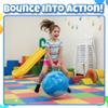 Bedwina Hopper Ball with Handle for Kids 18-inch (45cm) Bouncy Balls for Kids, Jumping Kangaroo Hippity Hop, Hopping Sit and Spin with Handle with Hand Pump, Marble Blue & White view 4