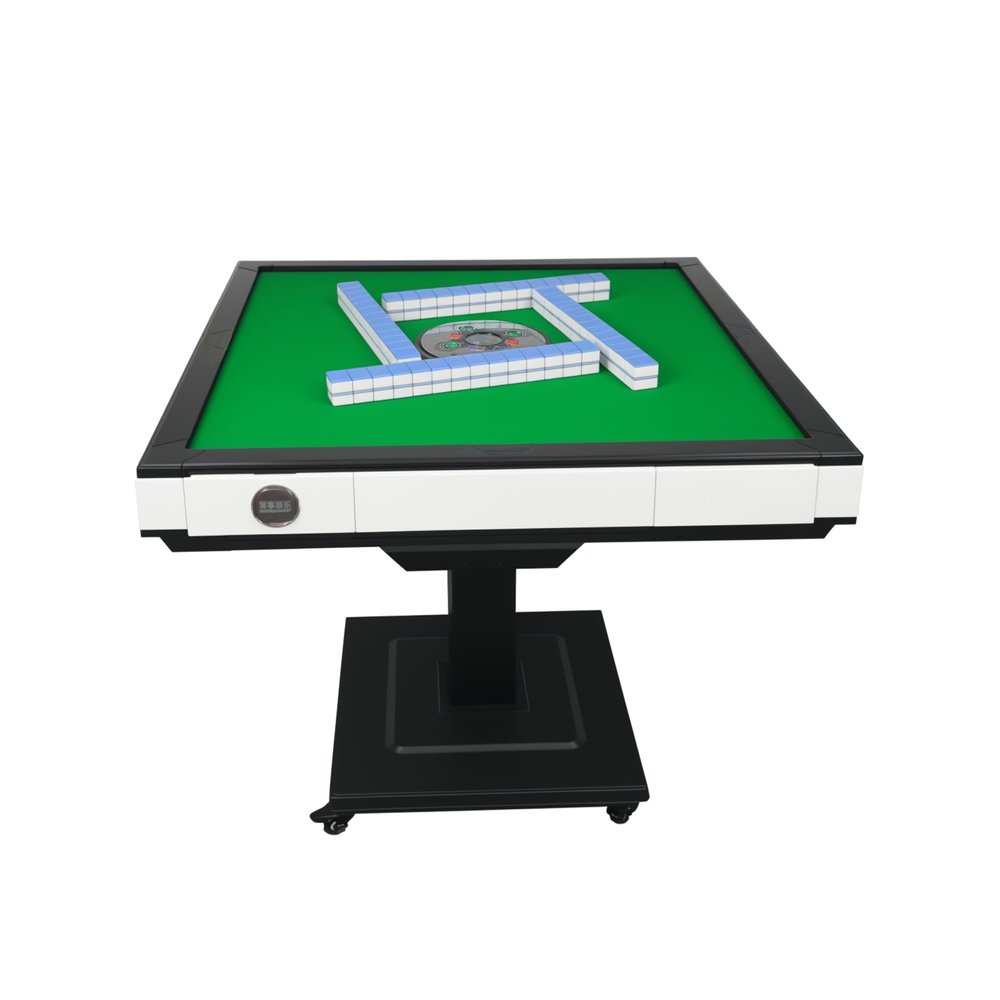 Foldable Automatic Mahjong Table with Wheels 42mm Tiles with 2 Sets of Numbered Tiles (Blue & Green) Suitable for Chinese, Americans, Mahjong Sets for Home & Outdoor Leisure, Gifts For Mahjong Players