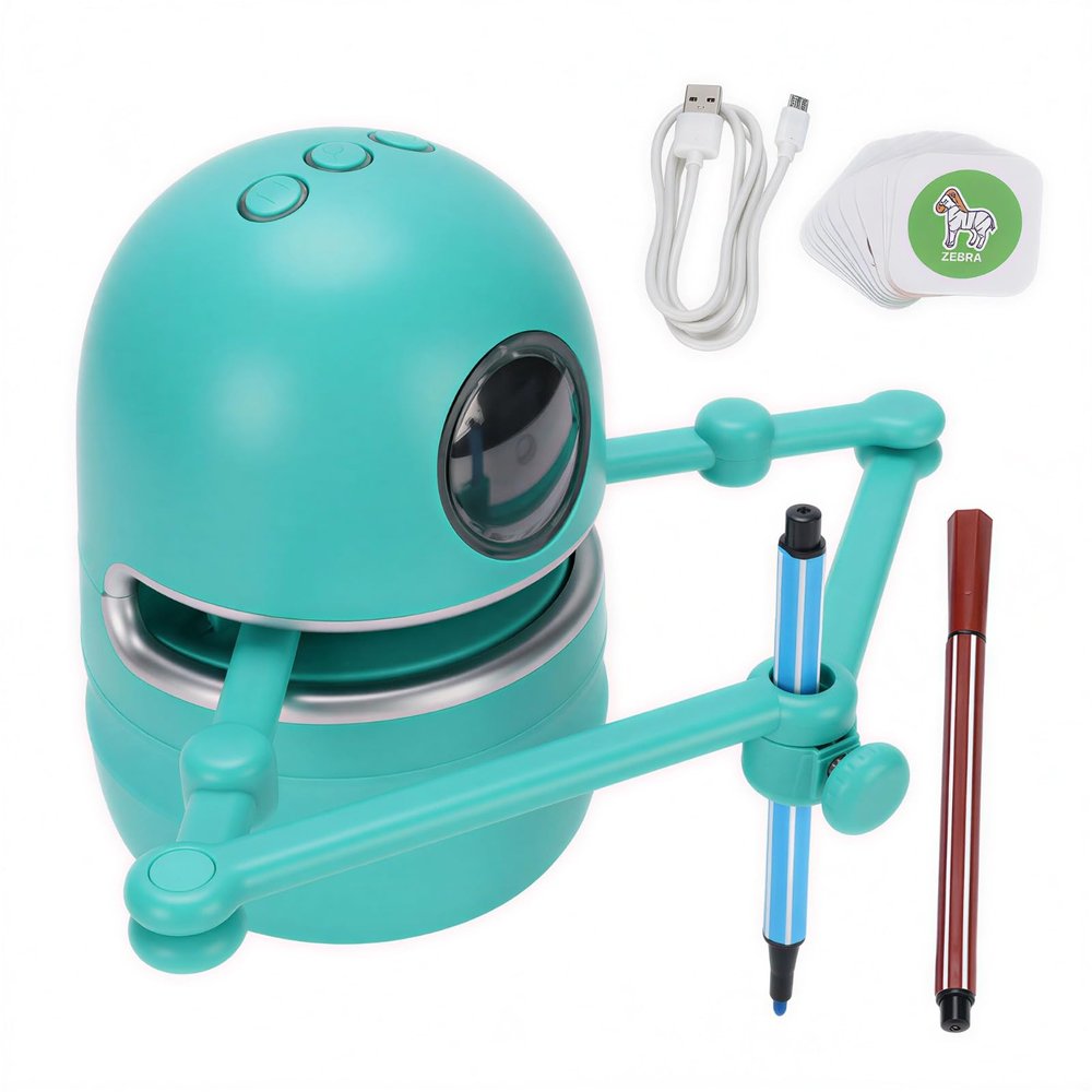 Cuifati Smart Drawing Robot, Interactive Educational Drawing Robot with 27 Cards, Automatic Painting Learning Toy, for Kids Over 3 Years Old