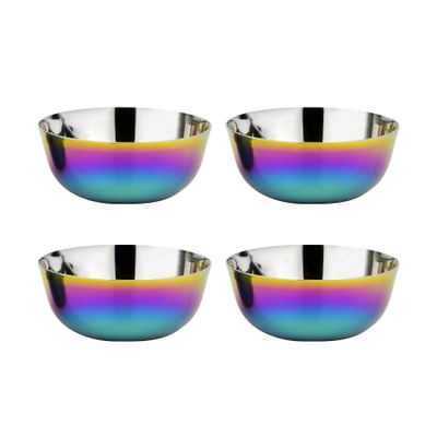 Ahimsa Stainless Steel Bowls for Toddlers, Pediatrician Designed, 8 oz Non Plastic Kid Bowls, Non Toxic Small Bowls Set, Unbreakable & Dishwasher Safe, Set of 4 Rainbow
