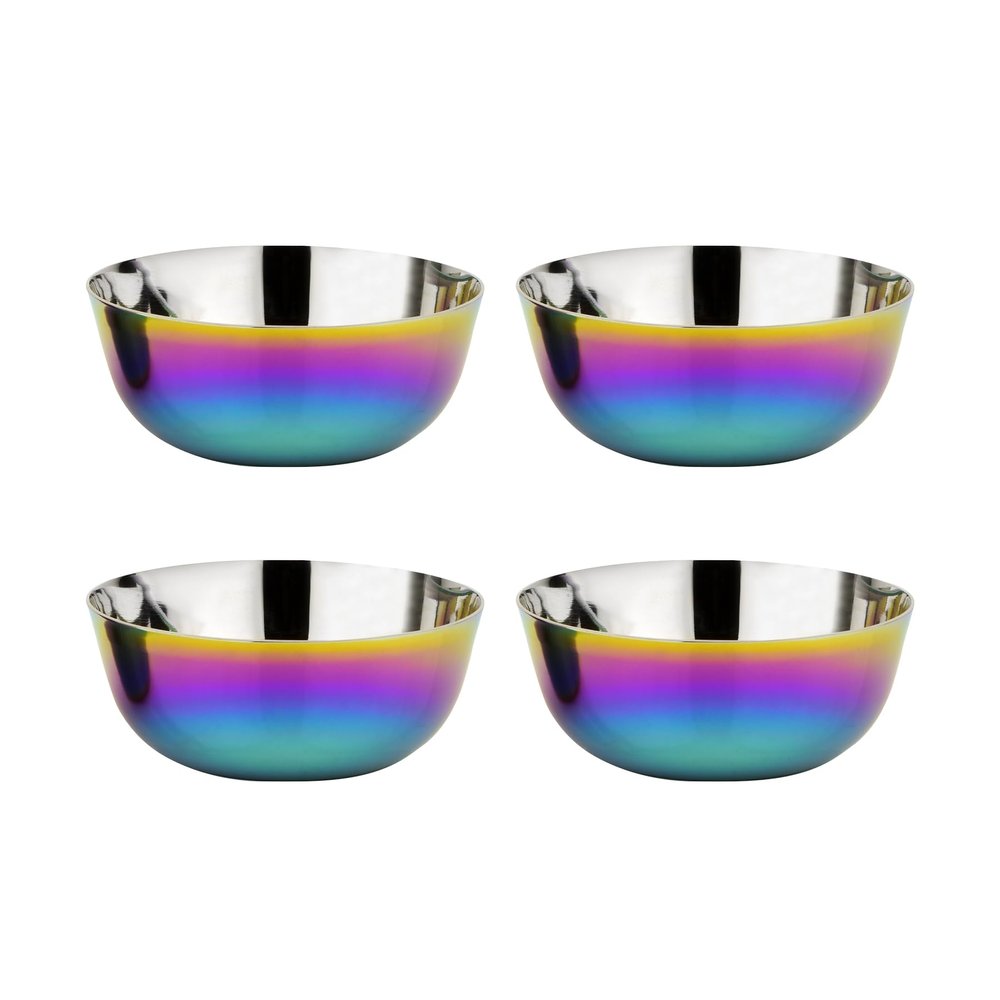 Ahimsa Stainless Steel Bowls for Toddlers, Pediatrician Designed, 8 oz Non Plastic Kid Bowls, Non Toxic Small Bowls Set, Unbreakable & Dishwasher Safe, Set of 4 Rainbow