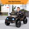 2 Seater Ride On Car for Kids, 12V Electric Truck with Parent Remote Control, Spring Suspension, 2 Speeds, LED Headlight & Music Player, Kids Electric Vehicle for Aged 3-8 Years, Black view 4