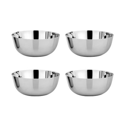 Ahimsa Stainless Steel Bowls for Kids - Pediatrician Designed, 8 oz Toddler Bowl, Non Toxic Stainless Steel Snack Bowls Set, Non Plastic Kids Bowl, Dishwasher Safe (Set of 4 Classic)