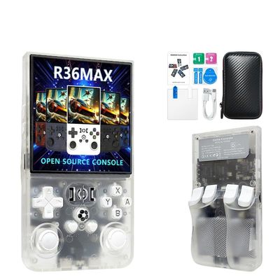 2025 R36MAX Retro Handheld Game Console with 64G 128G Built-in 18000+ 22000+ Classic Games, Portable Hand Held Open Source Linux System 4.0-in 4k HD IPS Screen Video Player (Translucent 64G)