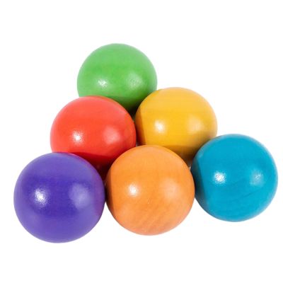 6X Rainbow Wooden Balls Color Sorting for Children Boys Girls