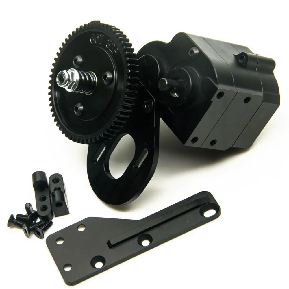 SERBNOPG RC Crawler Transmission for Axial for Wraith AX10 for SCX10 Accessories 1/10 AXSPEED Metal CNC for Chassis Gearbox Transfer Case AX2 Transmission Box 2 Speeds(Transmission Box)