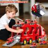 KIZONLY Fire Truck Toys for Toddler 1-3 3-5, 7-in-1 Fire Car Carrier Vehicle Set for Girls 1 2 3 4 5 6 Years Old, Transport Car with Light Sound, Birthdays Gifts for Kids Girls Aged 3-9 view 2