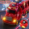 KIZONLY Fire Truck Toys for Toddler 1-3 3-5, 7-in-1 Fire Car Carrier Vehicle Set for Girls 1 2 3 4 5 6 Years Old, Transport Car with Light Sound, Birthdays Gifts for Kids Girls Aged 3-9 view 3