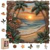 Pikoqunc Seaside Dusk Wooden Puzzles,200 Pieces 11.4x11.1 Inches,Laser-Cut Art Jigsaw with Challenging Irregular Pieces,Relaxing Brain Teaser and Elegant Gift for Adults and Puzzle Lovers view 1
