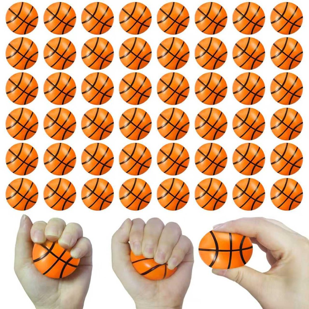 48Pcs 2 Inch Mini Basketball Stress Ball for Kids, Tiny Basketball Fidget Toys for Party Favors Decorations Gifts School Carnival, Squeeze Bouncy Sports Balls for Boys Girls Anxiety Stress Relieving