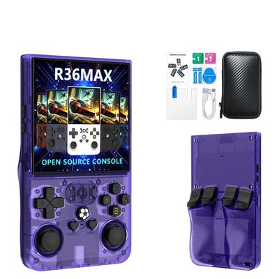 2025 R36MAX Retro Handheld Game Console with 64G 128G Built-in 18000+ 22000+ Classic Games, Portable Hand Held Open Source Linux System 4.0-in 4k HD IPS Screen Video Player (Translucent Purple 64G)