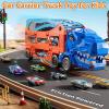 GYYCKTD Race Track Truck Toys for 3 4 5 6 7 8 Years Old Boys, 2-Tier Storage Carrier Vehicle Playset with 12 Die-Cast Racing Car Toys, Car Ramps, Birthday Gifts for Toddlers Kids Girls Age 3-5 4-8 view 3