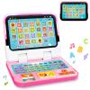 Learning Toy for Kids 1 2 3 Year Old Boys Girls, Learning Laptop for Toddlers 1-3, Interactive Educational Toys with Music Sounds Lights, Christmas Birthday Gifts for Baby Kids Age 12-18 Months, Pink view 1