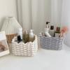 2PCS Cotton Rope Basket, 7.5x5.9x4.7" Cute Baskets, Braided Knitting Basket, Desktop Woven Baskets for Storage Remote Control, Snacks, Make-Up, Socks, Toys White view 2