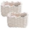 2PCS Cotton Rope Basket, 7.5x5.9x4.7" Cute Baskets, Braided Knitting Basket, Desktop Woven Baskets for Storage Remote Control, Snacks, Make-Up, Socks, Toys White view 3