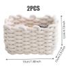 2PCS Cotton Rope Basket, 7.5x5.9x4.7" Cute Baskets, Braided Knitting Basket, Desktop Woven Baskets for Storage Remote Control, Snacks, Make-Up, Socks, Toys White view 4