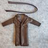 1/12 Scale Clothes Wired Faux Leather Windbreak Coat for 1:12 6inch Action Figure Doll (Coffee) view 4
