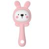 Baby Teething Toy Silicone Rabbit Shape Rattle Teether for 3 6 12 18 Months Infant Babies Teething Relief Easy to Grip Toddler Chew Toys Food Grade BPA Free Ringing Toys for Boys Girls Pink view 1