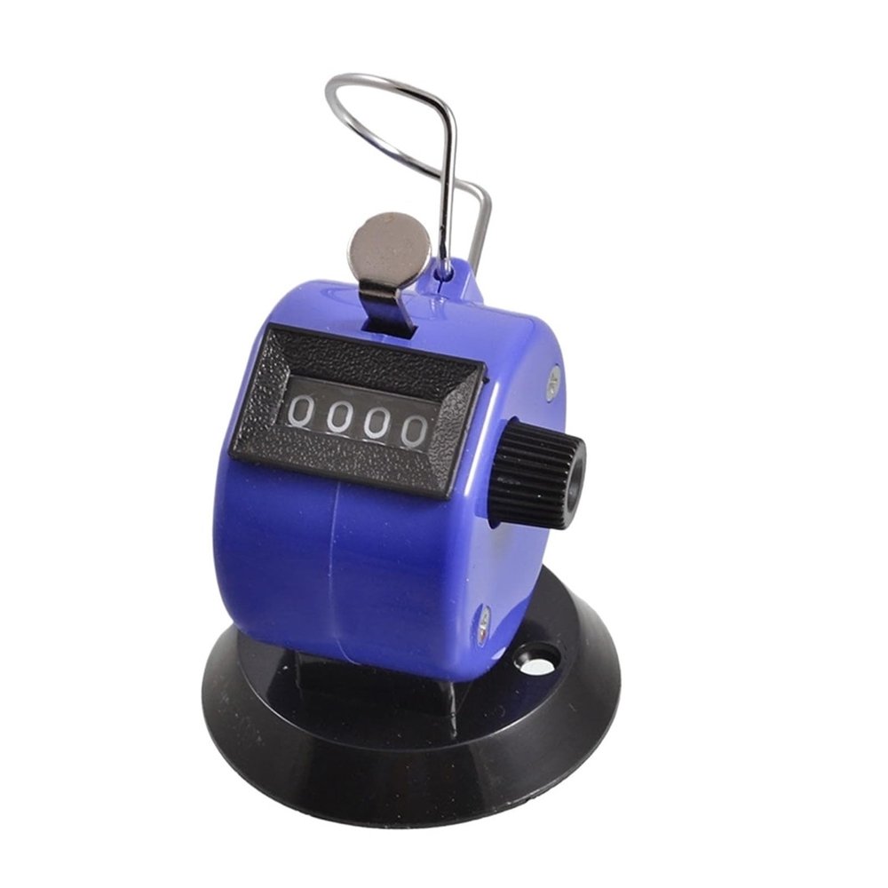 4 Digit Number Clicker Hand Held Tally Counter Black Blue