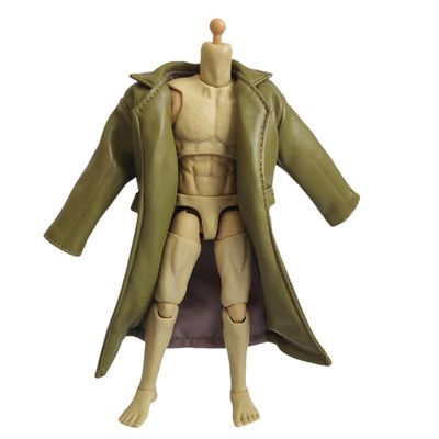 1/12 Scale Clothes Wired Faux Leather Windbreak Coat for 1:12 6inch Action Figure Doll (Green)