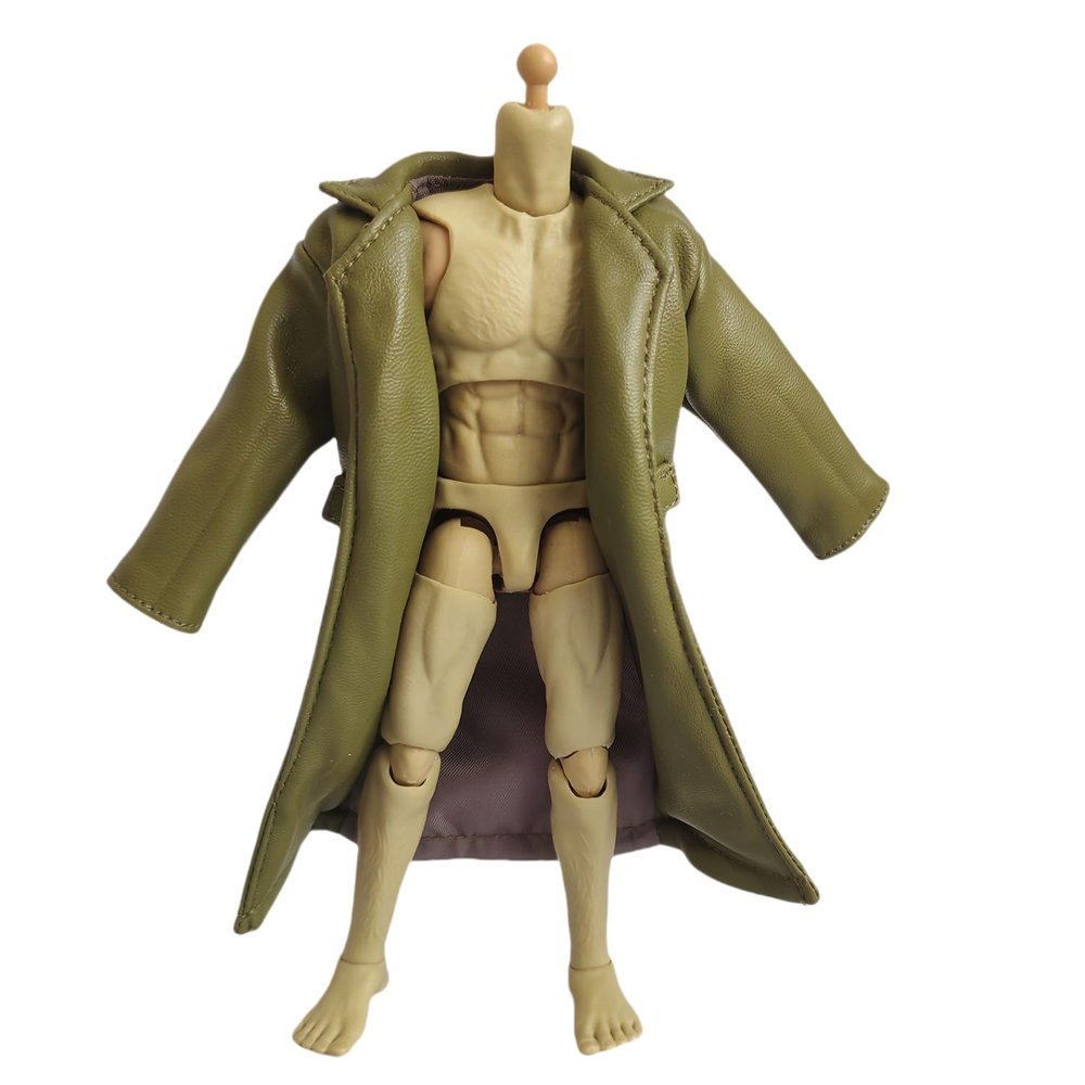 1/12 Scale Clothes Wired Faux Leather Windbreak Coat for 1:12 6inch Action Figure Doll (Green)