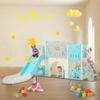 11in 1 Toddler Slide, Kid Slide for Toddlers Age 1-3 with Telescope, Basketball Hoop, and Telescope, Indoor Outdoor Playset Playground Blue Grey view 1