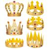 Alrhso 6 Piece Gold King Crowns Birthday Party Crown Hat King Queen Prince Princess Crowns Royal Coronation Crown for Halloween Costume Accessories Party Photo view 1
