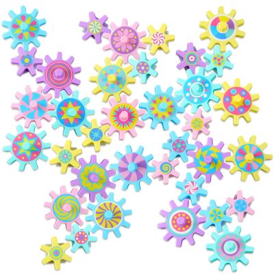 Relaxweex 36 Pcs Magnetic Gears Interchangeable Learn Magnetic Spinning Gears for Magnetism Refrigerator or Whiteboard (Macaron)