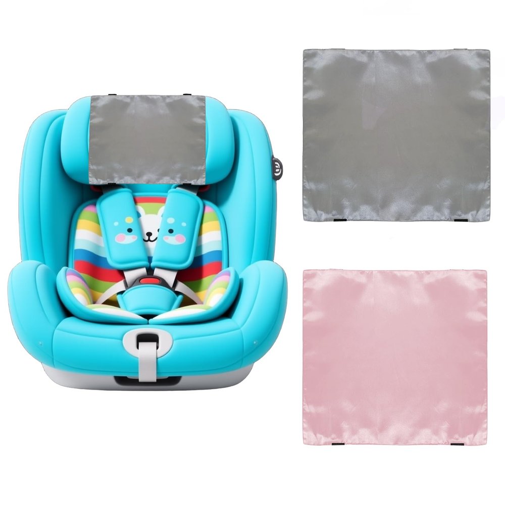 2 Pack Satin Car Seat Headrest Cover for Babies, Soft Silk Feeling Hair Protector for Infant Car Seats & Strollers,Reduce Frizz & Bald Spots (Gray & Pink)