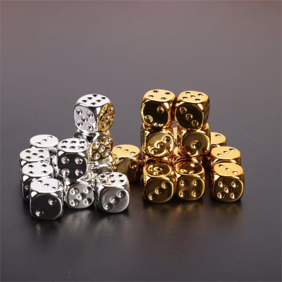 20pcs Gold & Silver Plastic Dice Set  16mm(0.63inch) Round-Edge Dice for Games, Teaching & Party Entertainment