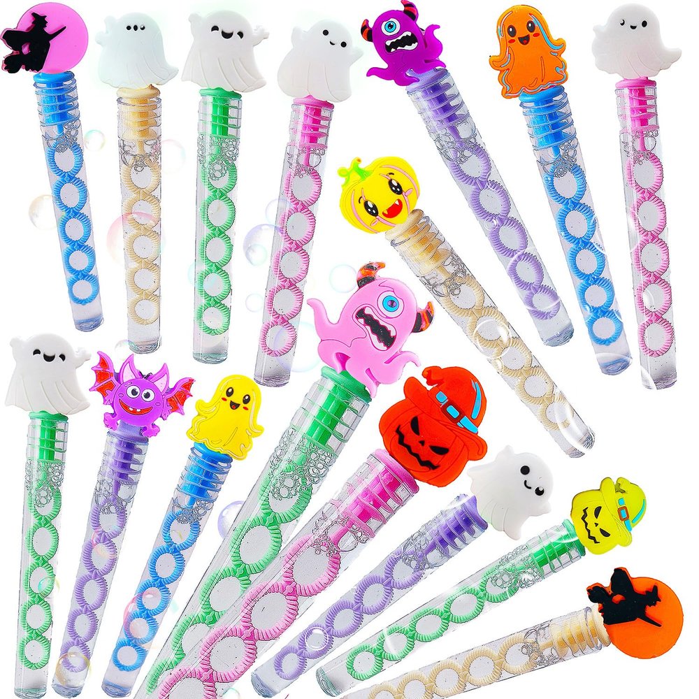24 Pcs Mini Bubble Wands Birthday Party Supply Favors,School Classroom Students Carnival Prizes (24 Halloween Wands)