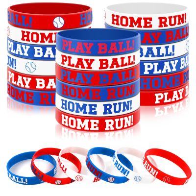 JUNEBRUSHS 42 Pcs Baseball Silicone Wristbands, Baseball Party Favors Rubber Bracelets for Boys Kids Sports Party Supplies Team Goodie Bag Gifts Baseball Team Accessories