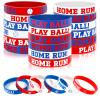 JUNEBRUSHS 42 Pcs Baseball Silicone Wristbands, Baseball Party Favors Rubber Bracelets for Boys Kids Sports Party Supplies Team Goodie Bag Gifts Baseball Team Accessories view 1