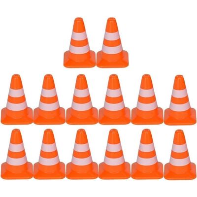 14Pcs Mini Traffic Cones, Orange Construction Road Barriers, Model Props, Roadblock Cone Sign Model Photo Prop